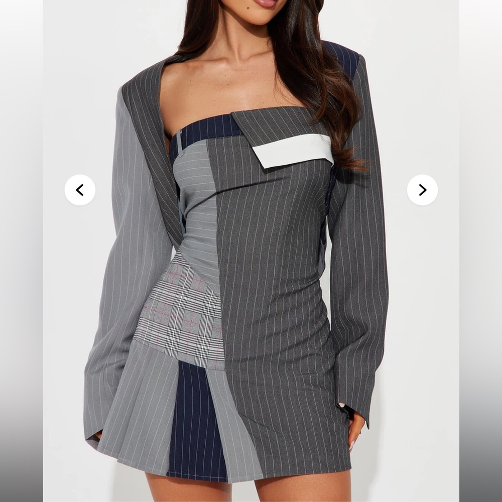 Stylish Gray Patchwork Dress set